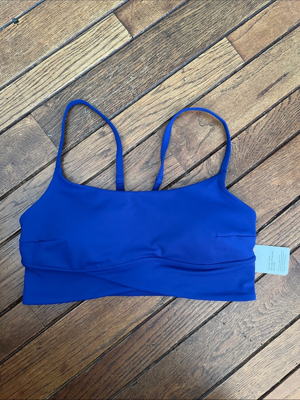 Lululemon Deep Sea Blue Wunder Train Strappy Wrapped Bra Size 8 C/D NWT